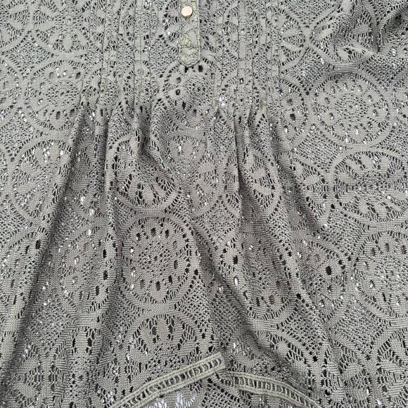 New Directions Green Crochet Lace Tunic Top Women's S Boho Style High-Low Hem - Picture 2 of 6